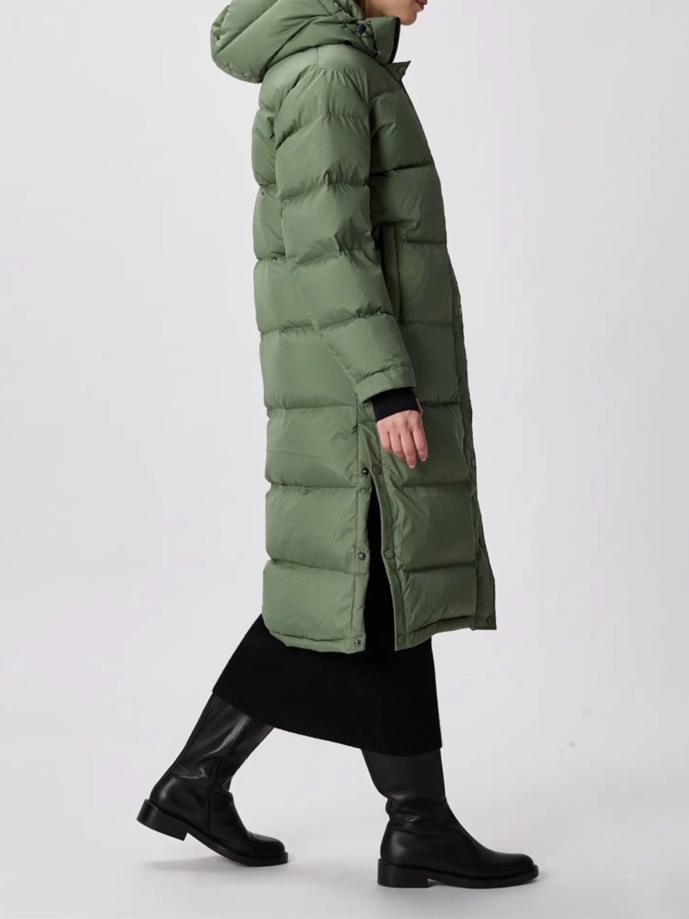 Quince Responsible Down Long Puffer Jacket Sea Spray Green Size Small - Picture 2 of 15